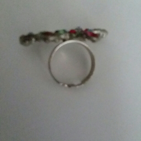 MULTI COLOR JEWELED BUTTERFLY RING - Picture 2 of 2